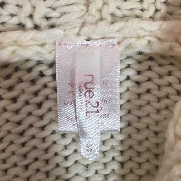 Rue 21 Cream Knit Sweater with Side Ribbon - Picture 6 of 6